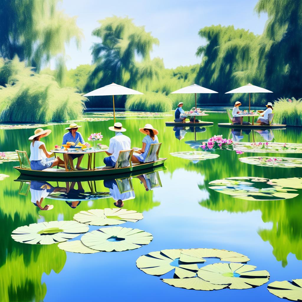 Modern Picnic in Monet's Water Lilies