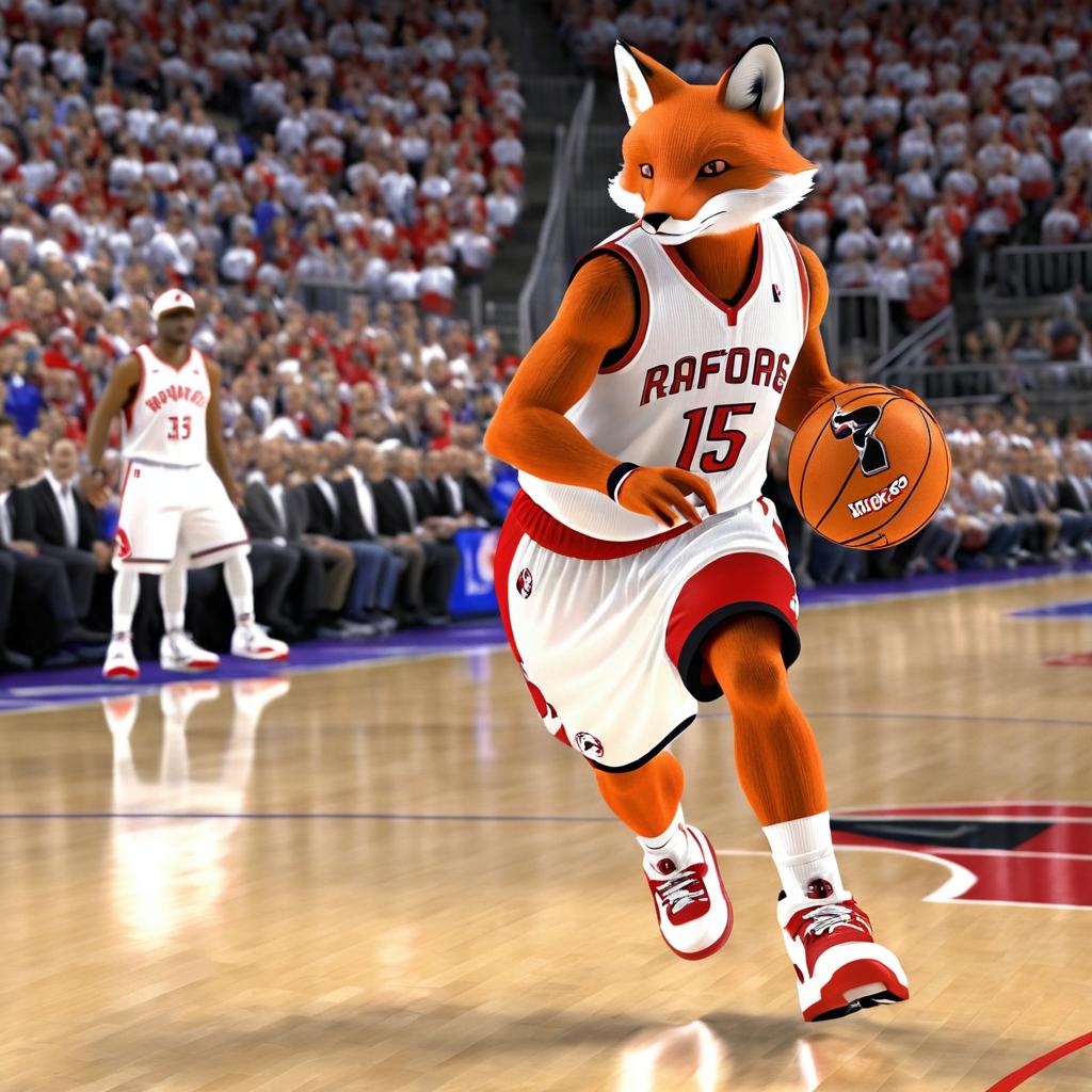 Stylish Fox in Raptors Gear