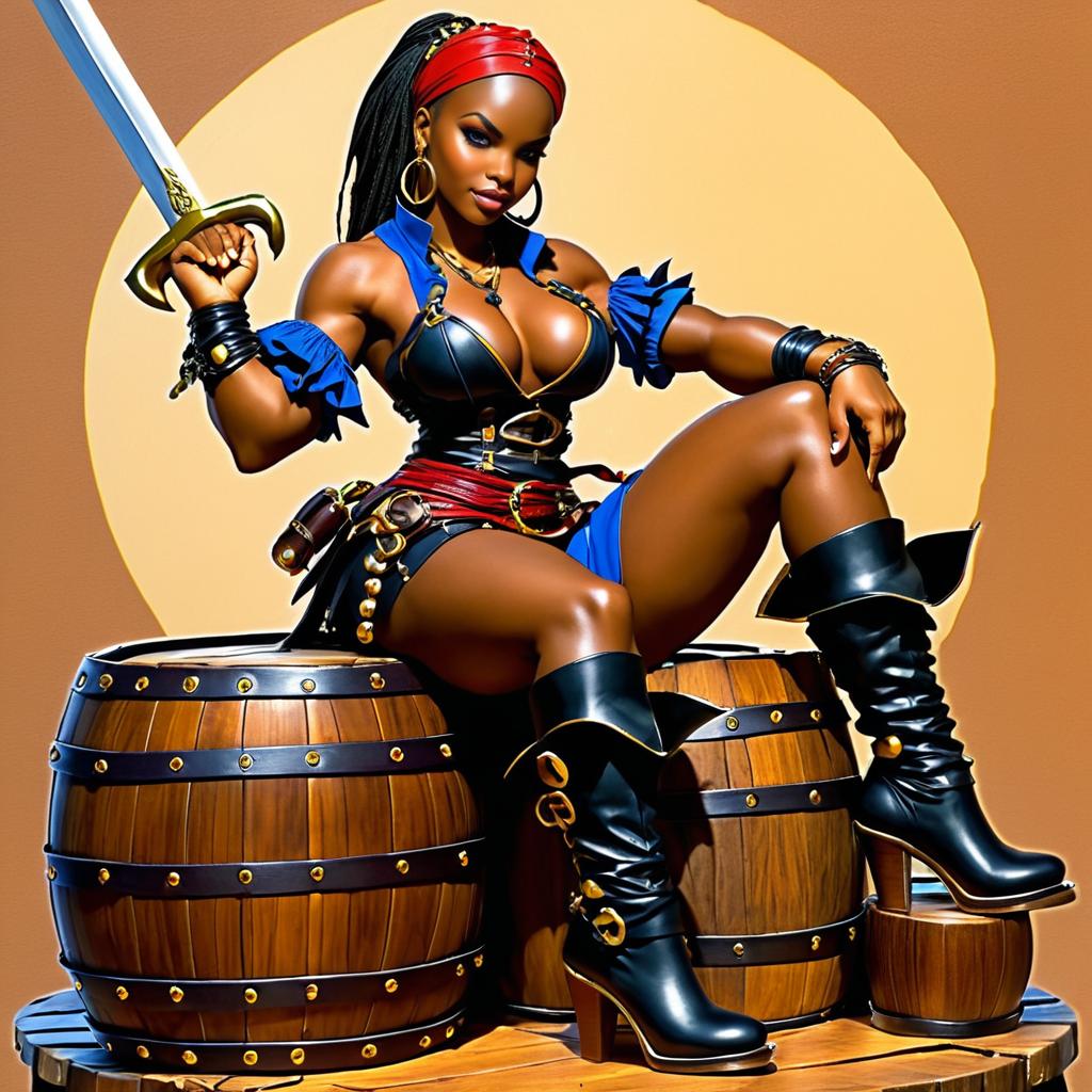 African Woman Pirate Captain in Joe Madureira Style