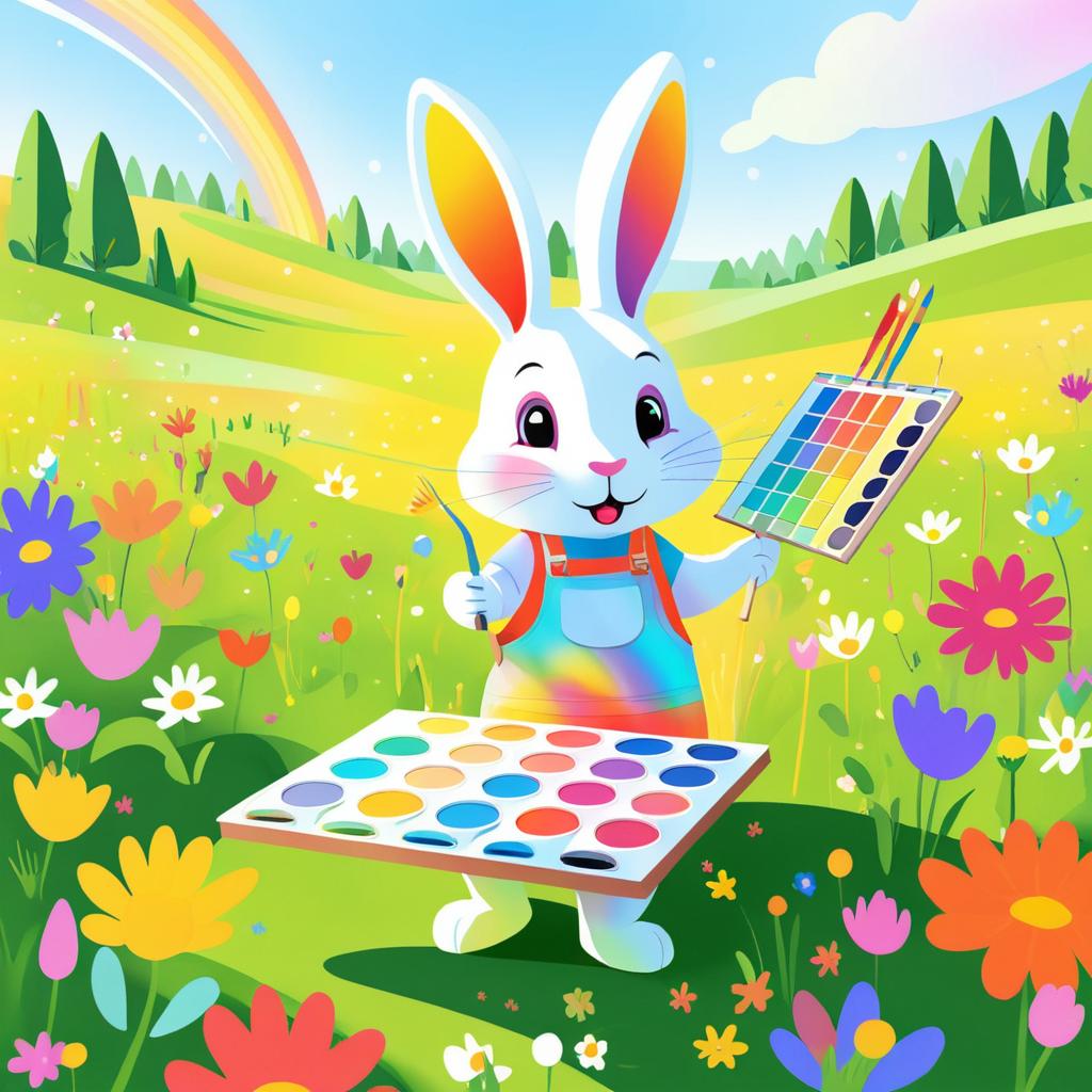 Creative Rabbit Enjoying Colorful Meadow