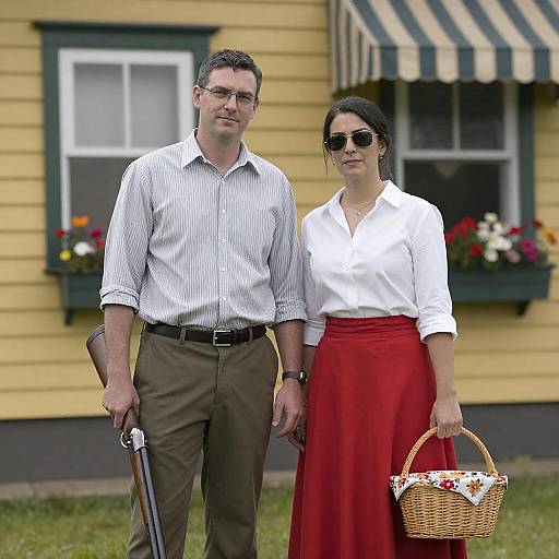 Couple With Shotgun by Yellow House