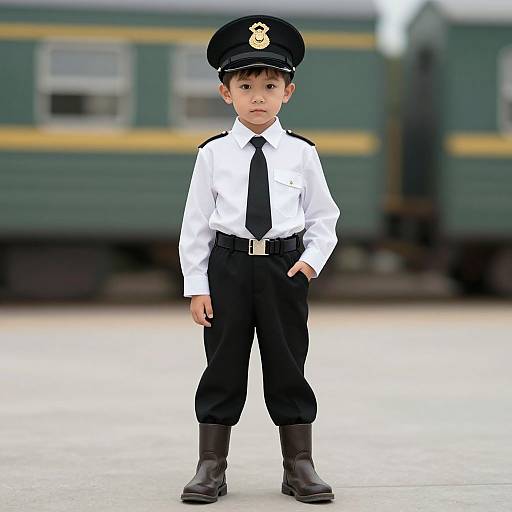 Child in Train Engineer Uniform