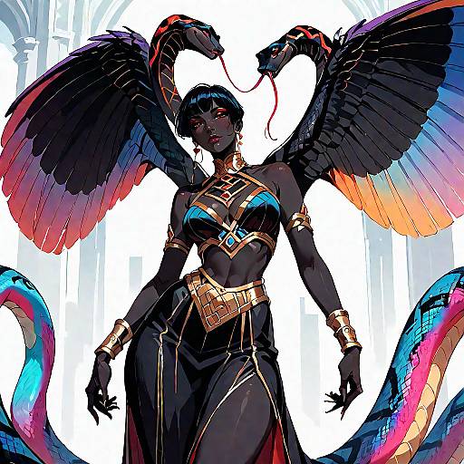 Otherworldly Woman with Gold Wings