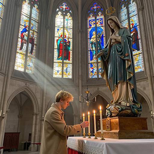 Gothic Cathedral Candle Lighting Scene