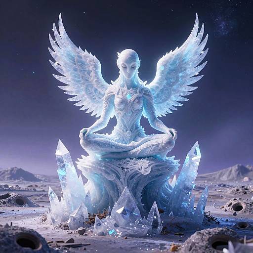Crystalline Ice Phoenix in Meditation