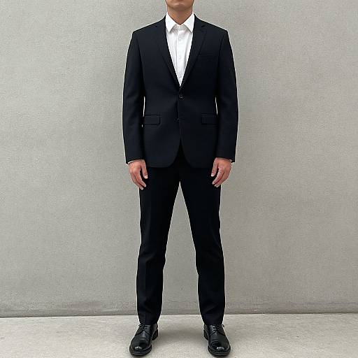 Man in Black Suit by Wall