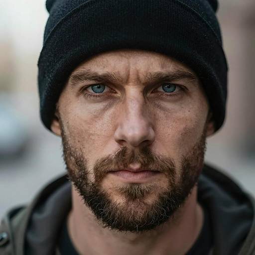 Intense Close-Up of Rugged Man