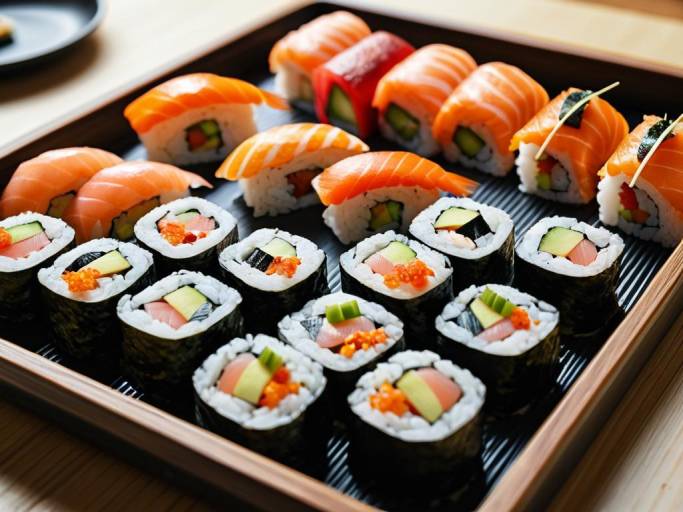Adorable Sushi Tray Wallpaper Design