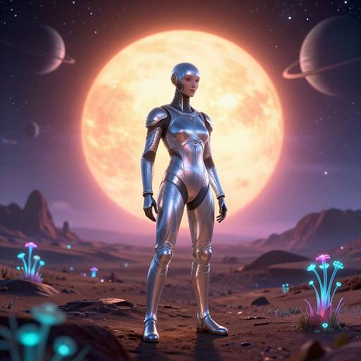 Extraterrestrial on Barren Alien Landscape