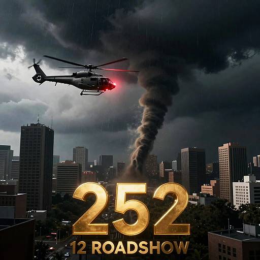 Dramatic Tornado Over Urban Landscape