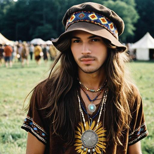 Realistic Male Woodstock Hippie Style