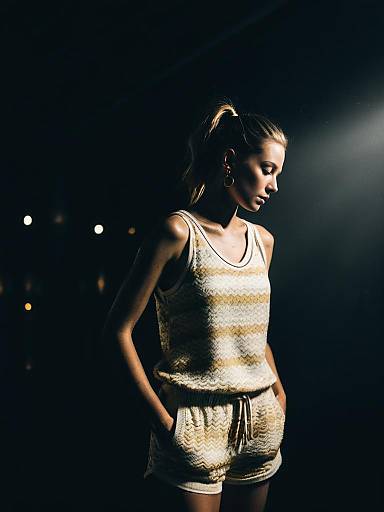 Woman in Casual Summer Knit Romper