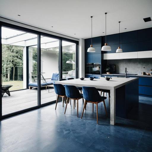 Modern Scandinavian Kitchen with Navy Blue Accents