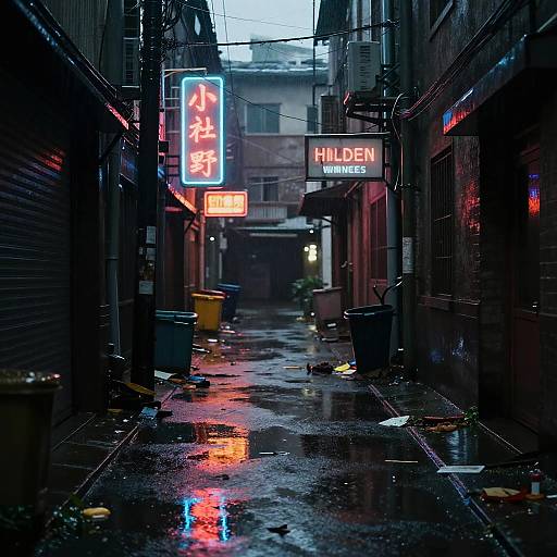 Morbid Neon Urban Alleyway Scene