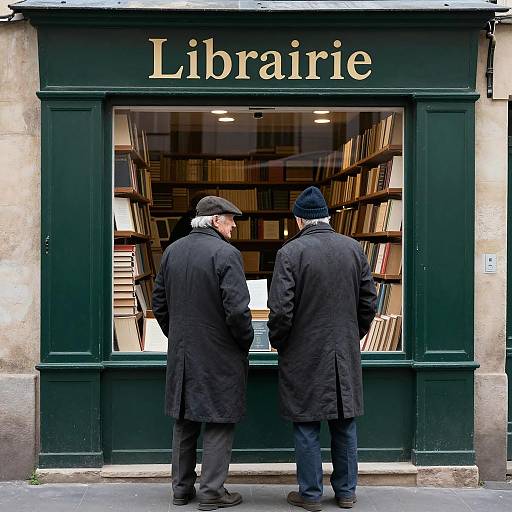 Elderly Men at a Cozy Bookstore