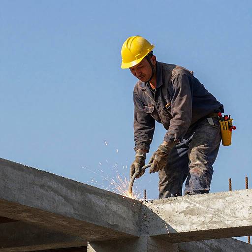 Construction Worker Sweating in Sunlight