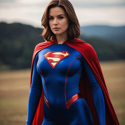 Woman in Blue Superhero Costume