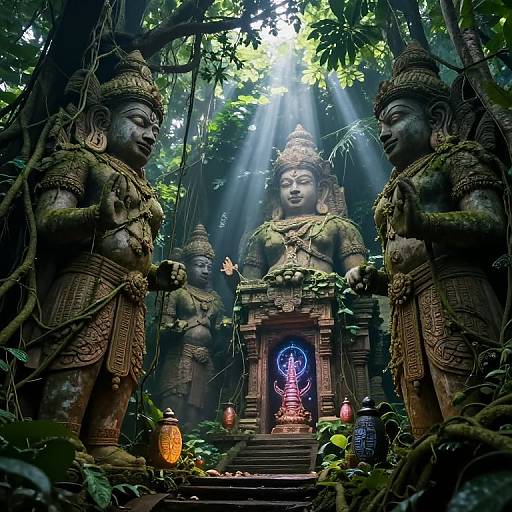 Ancient Jungle Temple with Mythical Glow