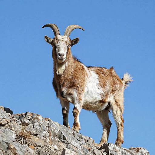 Solitary Goat on Rocky Hill