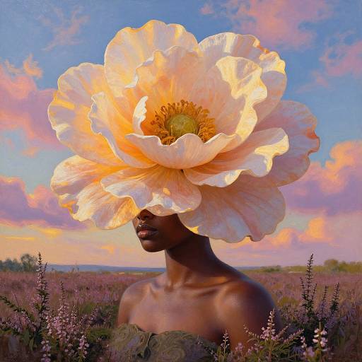 Surreal African Woman with Flower Head