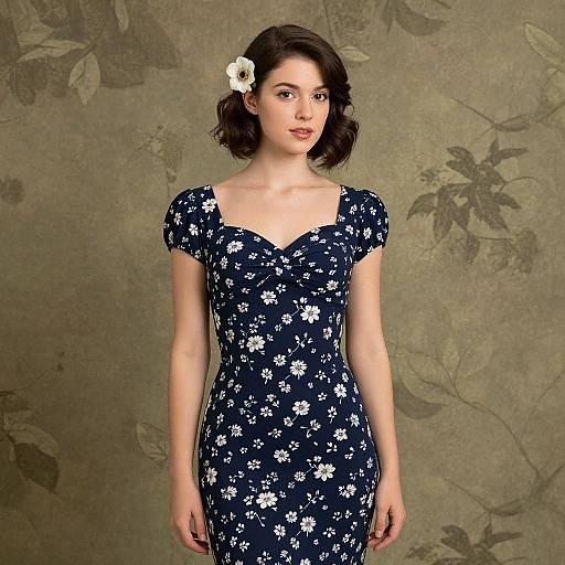 Vintage Portrait of Woman with Anemone