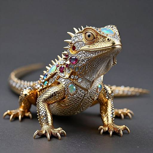 Cinematic Hyperdetailed Metallic Lizard