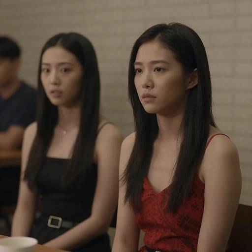 Two Asian Women Sitting Indoors