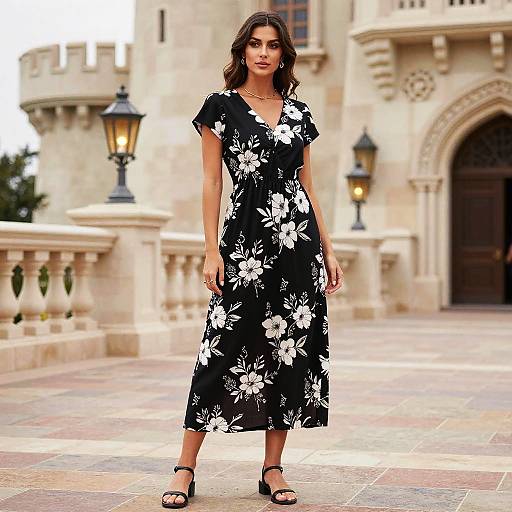 Hourglass Woman in Floral Maxi Dress