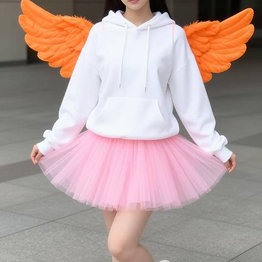 Woman in Hoodie, Tutu, and Wings