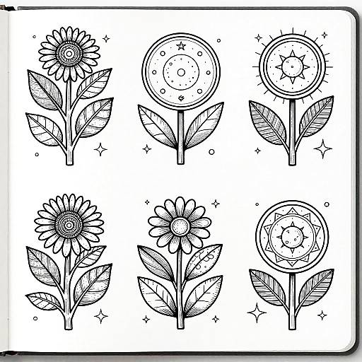 Vintage Botanical Celestial Coloring Prompts