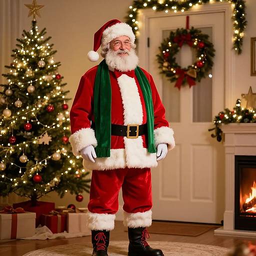 Cheerful Santa in Cozy Holiday Room