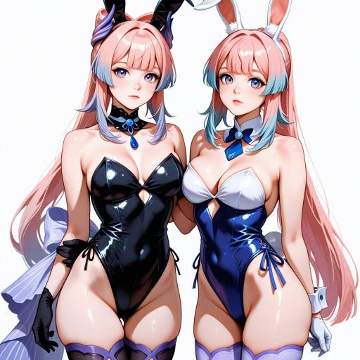Playful Girls with Rabbit Ears and Leotards