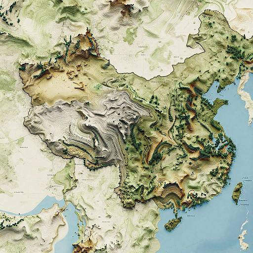 AI-Generated Topographic Terrain Map