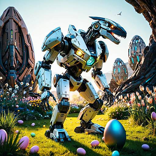 Mecha Robot Raptor with Luminous Plasma Egg