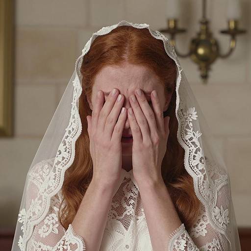 Distressed Bride Covering Face Indoors