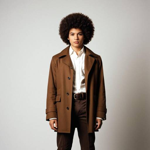 Young Man in Brown Coat with Afro Hairstyle