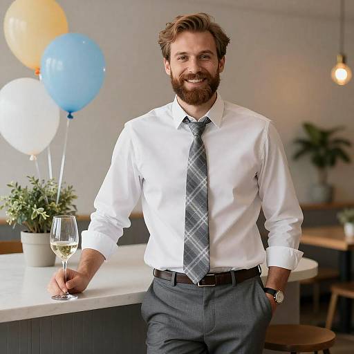 Cheerful Man at a Festive Gathering