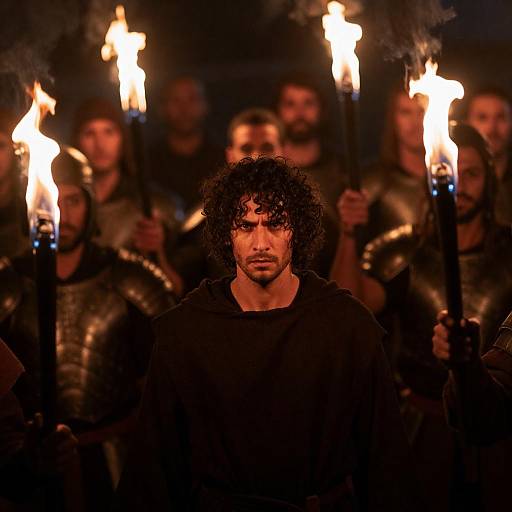 Dramatic Night Scene with Central Figure