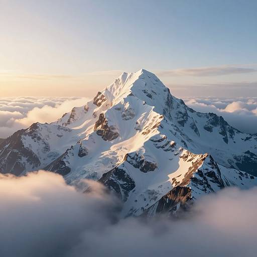 Majestic Snow-Capped Mountain at Golden Hour