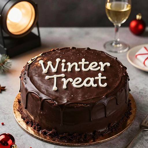 Photograph of a rich chocolate cake with 