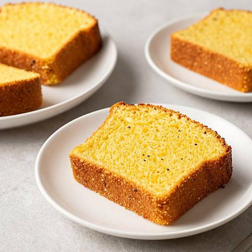 Slices of Cornbread on Plates