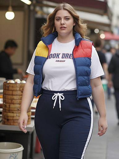 Plus-Size Woman in Shanghai Market