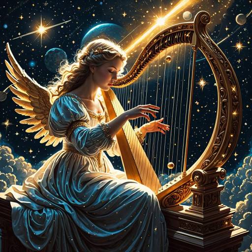 Celestial Angel Playing Harp in Baroque Style Celestial Angel Playing Harp in Baroque Style