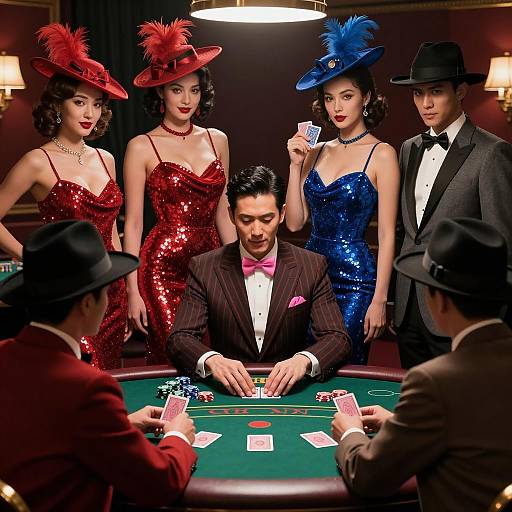 Vintage Casino Scene with Intense Players