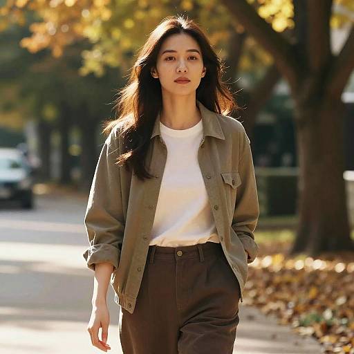 Modern Actress in Autumn Nature