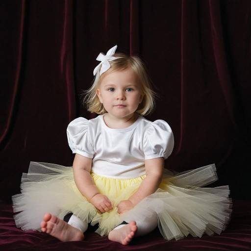 Toddler Girl in Tutu Sitting on Velvet