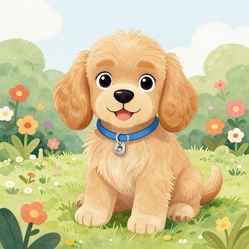 Cute Golden Cocker Spaniel Puppy Illustration