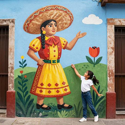 Smiling Mexican Child by Folklore Mural
