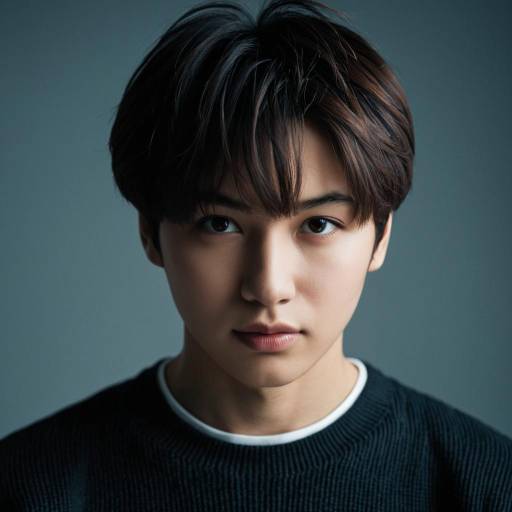 Portrait of Young Asian Man with Brown Hair