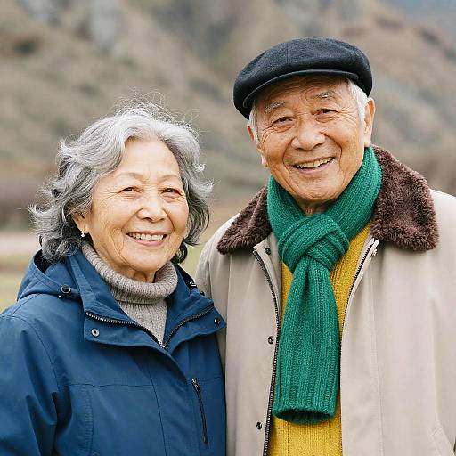 Smiling Elderly Couple Outdoors